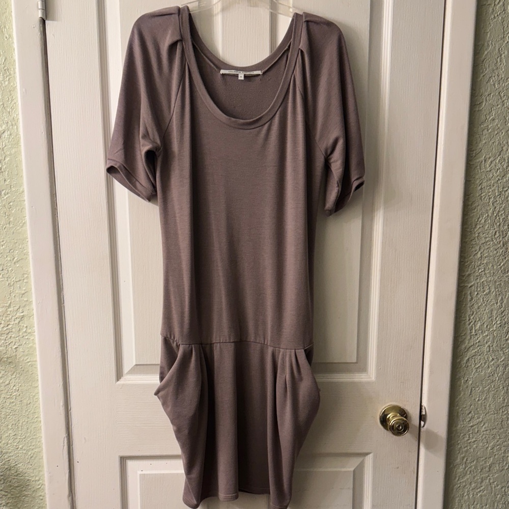 Collective Concepts shortsleeved drop waist Mocha Knit tunic dress size medium